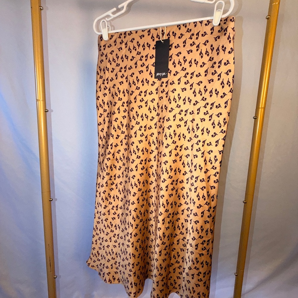 Nasty Gal Tan Patterned A-Line Skirt